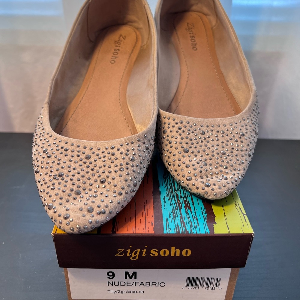 Zigi Soho Tilly Tan Rhinestone Flats